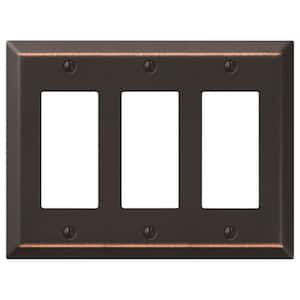 Metallic 3 Gang Rocker Steel Wall Plate - Aged Bronze