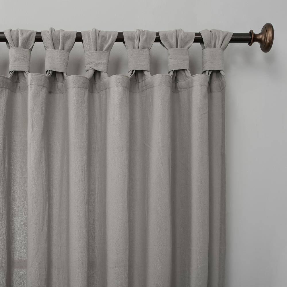 Silver Light Filtering Cotton Tab Top Panel Curtains