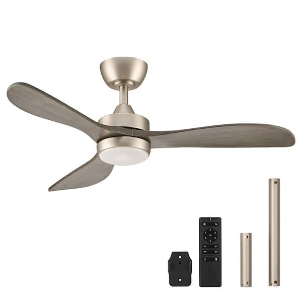 Merra 42 in. Indoor Brushed Nickel Low Profile Standard Ceiling Fan with Remote Included and 3CCT Integrated LED