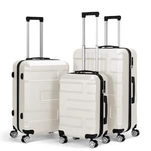 Hikolayae 3 Piece Hardside Spinner Luggage Sets with TSA Lock, White