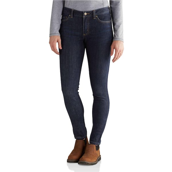 Carhartt Women's Tall 2 Midnight Sky Cotton/Polyester/Spandex Slim Fit Layton Skinny Leg Jean
