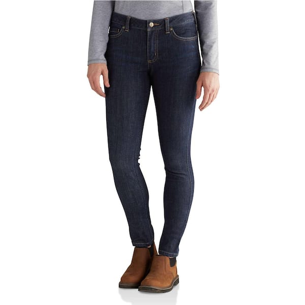 Carhartt Women's Tall 10 Midnight Sky Cotton/Polyester/Spandex Slim Fit Layton Skinny Leg Jean