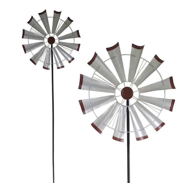 Alpine Corporation Silver Metal Windmill Garden Stake