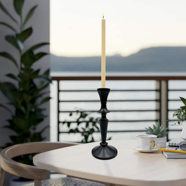 castellousa Black 8 in. Modern Decorative Aluminum Metal Candle Stick Holder