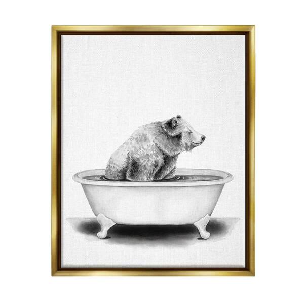 The Stupell Home Decor Collection Bear In A Tub Funny Animal Bathroom