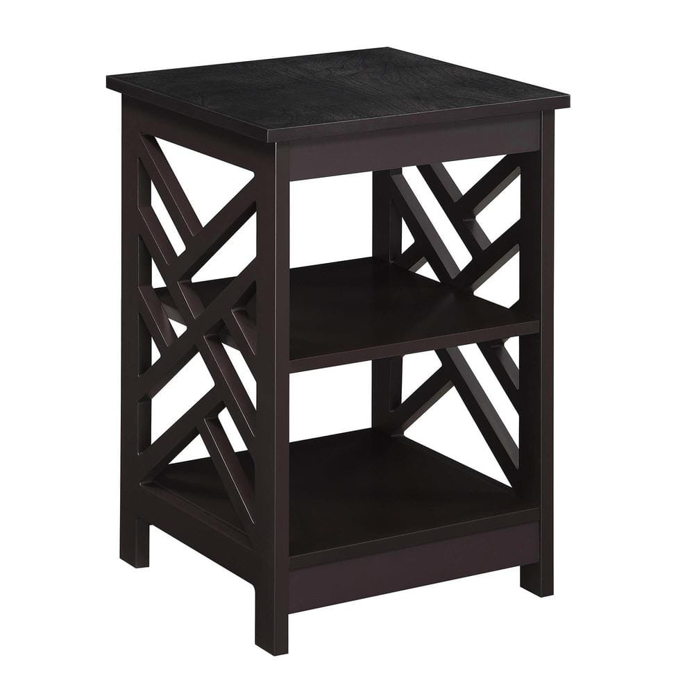 Convenience Concepts Titan 15.75 in. W x 23.75 in. H Espresso Square MDF  End Table with Shelves S20-405 - The Home Depot