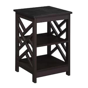 Titan 15.75 in. W x 23.75 in. H Espresso Square MDF End Table with Shelves