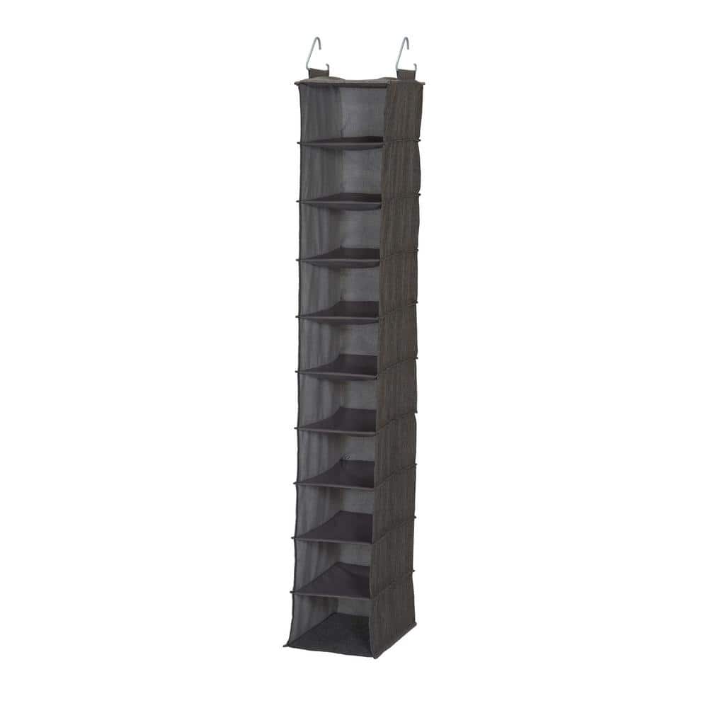 48 in. H 10-Pair Gray Polyester Hanging Shoe Organizer