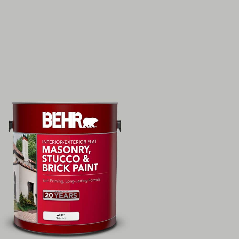 1 gal. #PPU24-17 Hailstorm Gray Flat Masonry, Stucco and Brick Interior/Ext