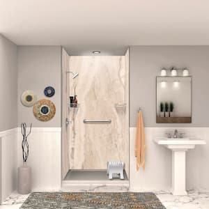 Titan 48 in. W x 96 in. H x 36 in. D 3-Piece Glue-Up Alcove Shower Wall Surround in Savanna Creme (Glossy)