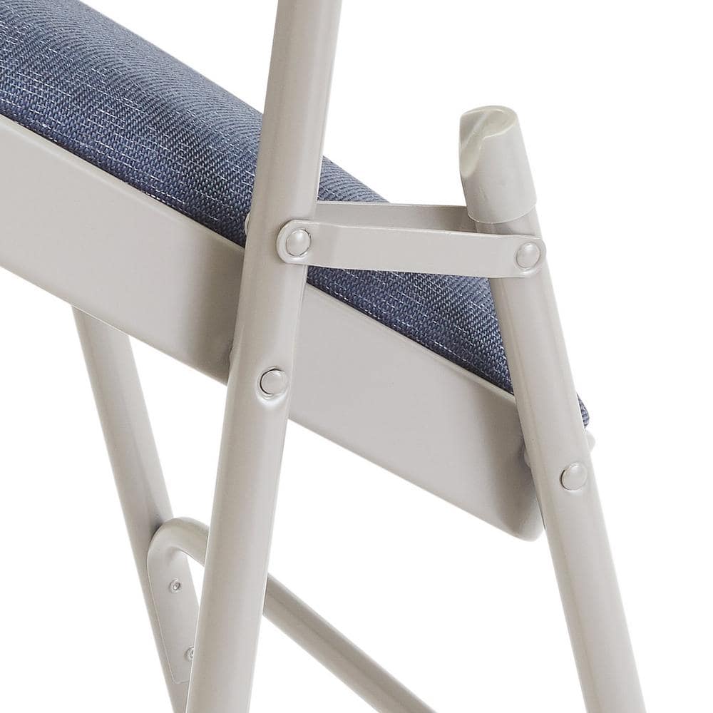Imperial Blue and Gray Fabric Padded Folding Chair Set