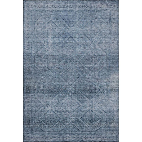 Mayfield Premium Machine Washable Abstract AMF2060 Blue 8 ft. x 10 ft. Area Rug