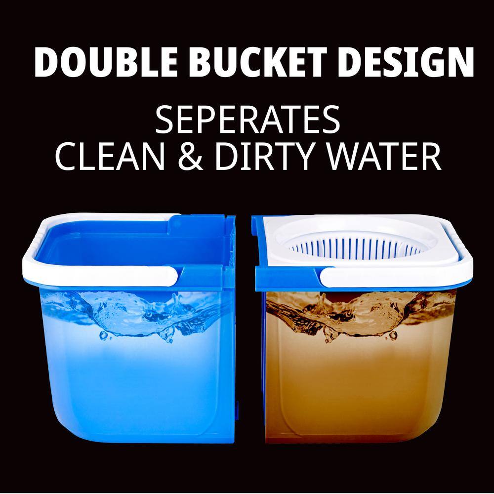 InstaMop Blue Microfiber Spin Mop and Bucket Set