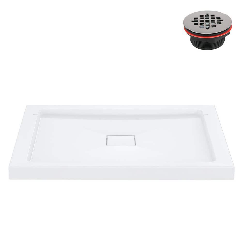 42 in. x 34 in. Alcove PP Corner Shower Pan Base in Glossy White with Center Drain, Drain Included price history on PriceWatchPro