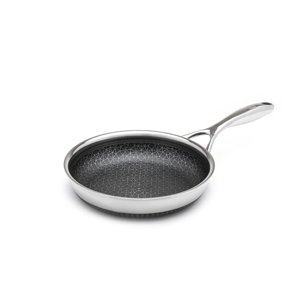 Unbranded Diamond Clad 8 in. Hybrid Nonstick Stainless Steel Frying Pan, Dishwasher Safe, PFOA-Free - Silver/Black