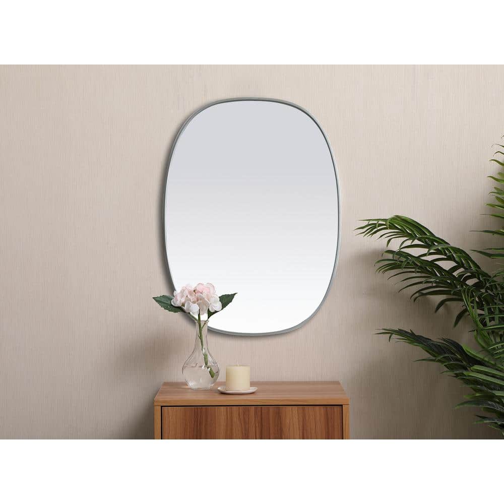 Silver Metal Framed Oval Full Length Vanity Mirror