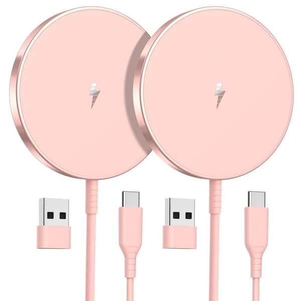 EKIEUDL Safe and Reliable 1-Handset Pink Wireless Charging Station Wireless Charger for iPhone and Airpods 2-Pack