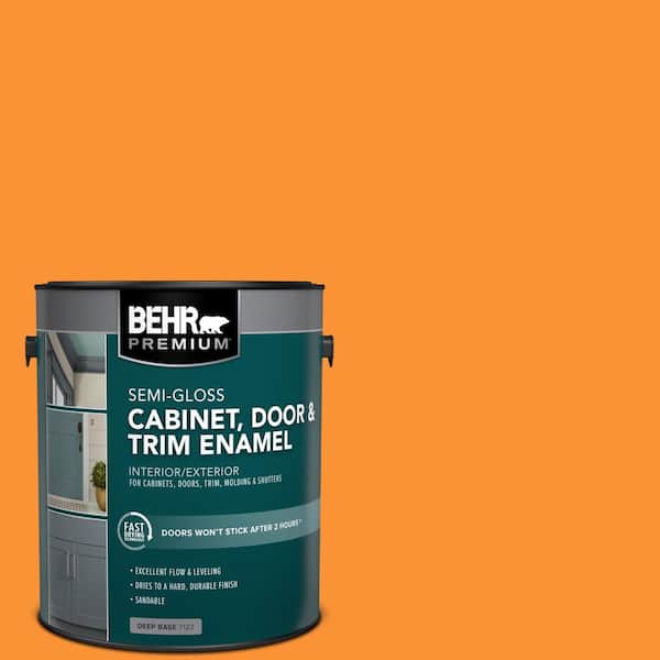 1 gal. #P240-7 Joyful Orange Semi-Gloss Enamel Interior/Exterior Cabinet, Door & Trim Paint