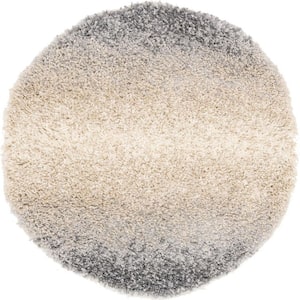 Hygge Shag Gradient Gray 3 ft. 3 in. x 3 ft. 3 in. Round Rug