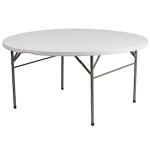 60.5 in. Granite White Plastic Tabletop Metal Frame Folding Table