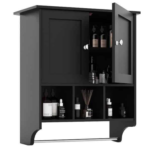 HOMEIBRO Simple Style 23.6 in. W x 8.25 in. D x 65 in. H Bathroom Storage Wall Cabinet in Black