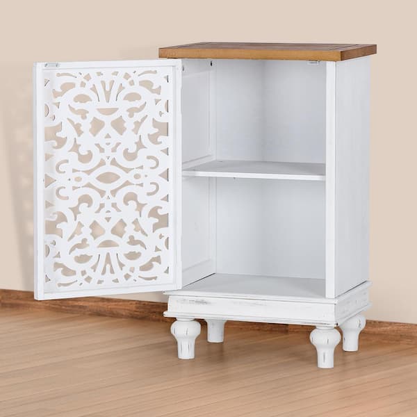 PHI VILLA Farmhouse Coffee Bar Cabinet - Sliding Barn Door Kitchen  Sideboard Buffet Storage Cabinet 