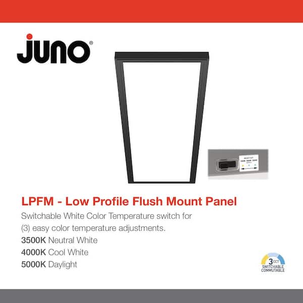 Juno LPFM 1 ft. x 4 ft. 4000 Lumen Black or White Dimmable Integrated LED Flush Mount Flat Panel Light with Switchable CCT