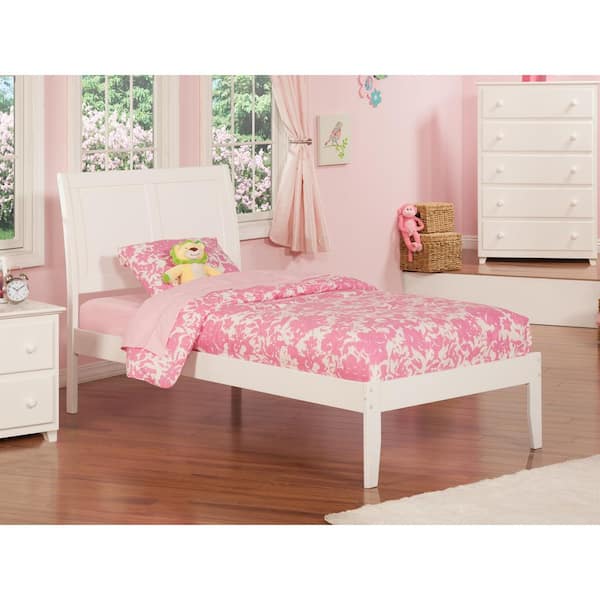 AFI Portland Twin Platform Bed with Open Foot Board in White