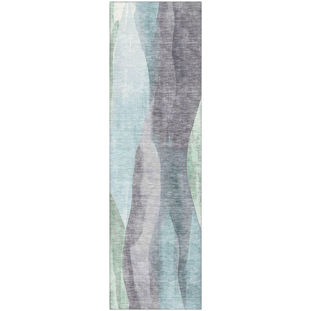 Mayfield Premium Machine Washable Abstract AMF1989 Teal 2 ft. x 7 ft. Runner Rug price history on PriceWatchPro