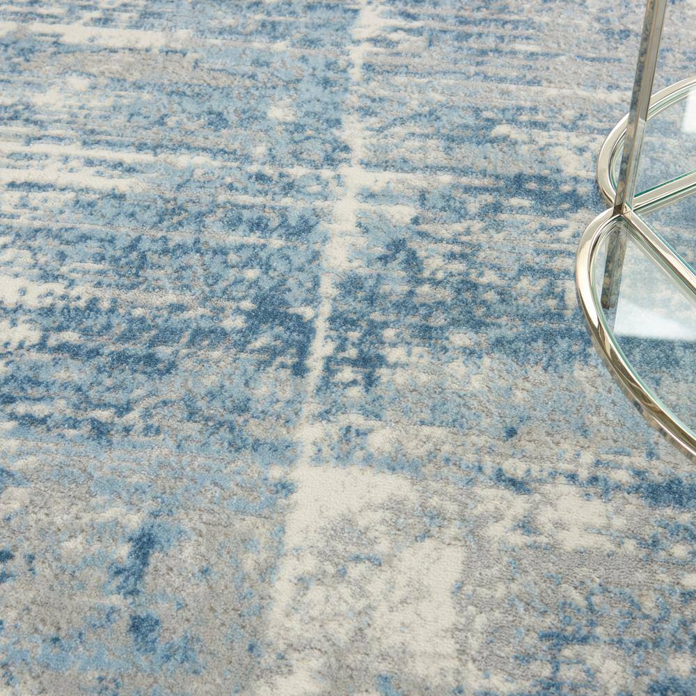 Blue Abstract Hand-knotted Synthetic 5' x 7' Area Rug
