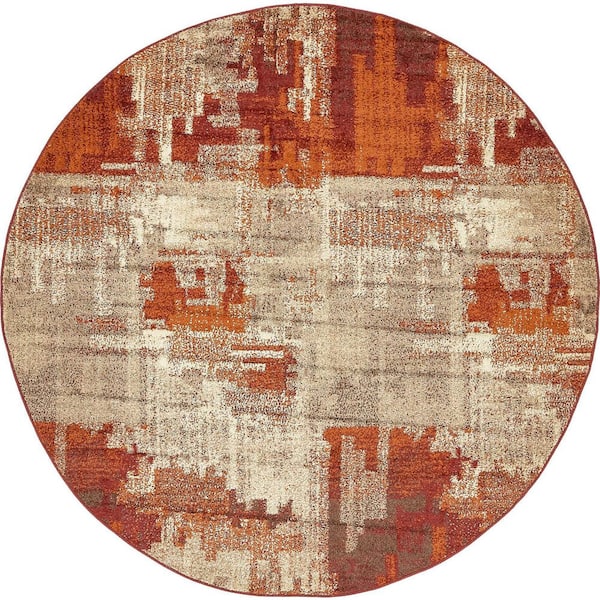 Unique Loom Autumn Cinnamon Multi 8' 0 x 8' 0 Round Rug