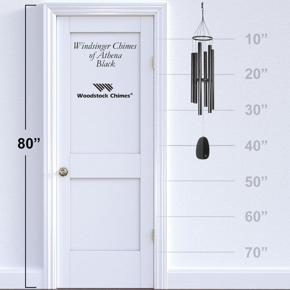 Athena Black Aluminum 44-Inch Wind Chime