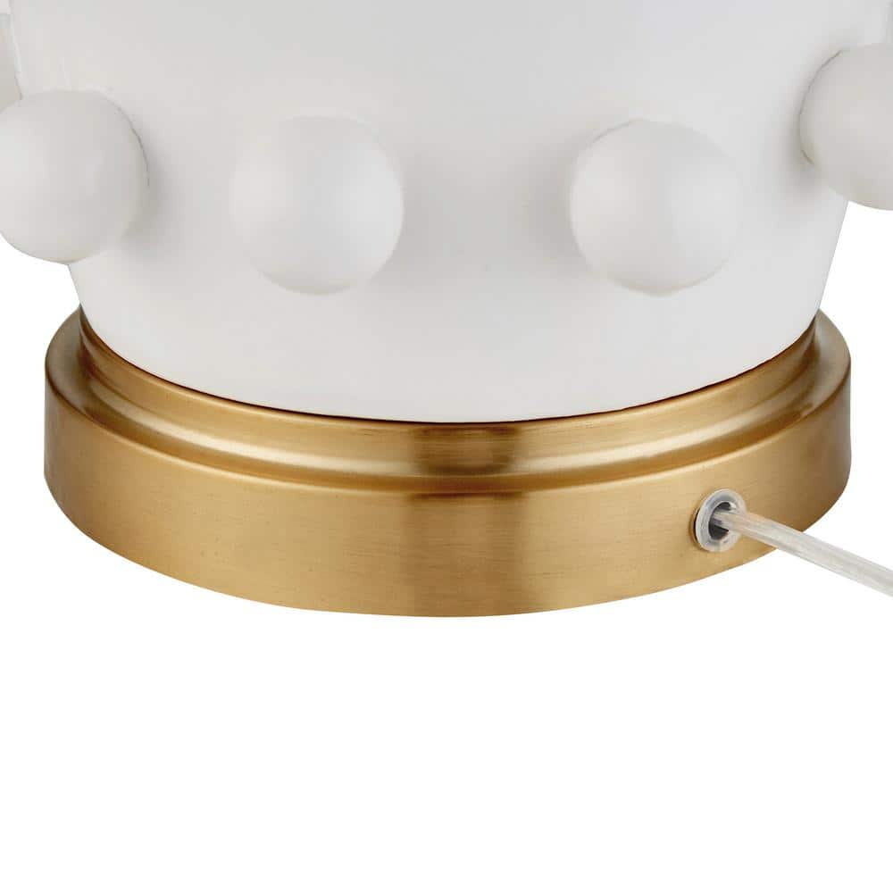 Matte White Ceramic Nightstand Lamp with Fabric Shade