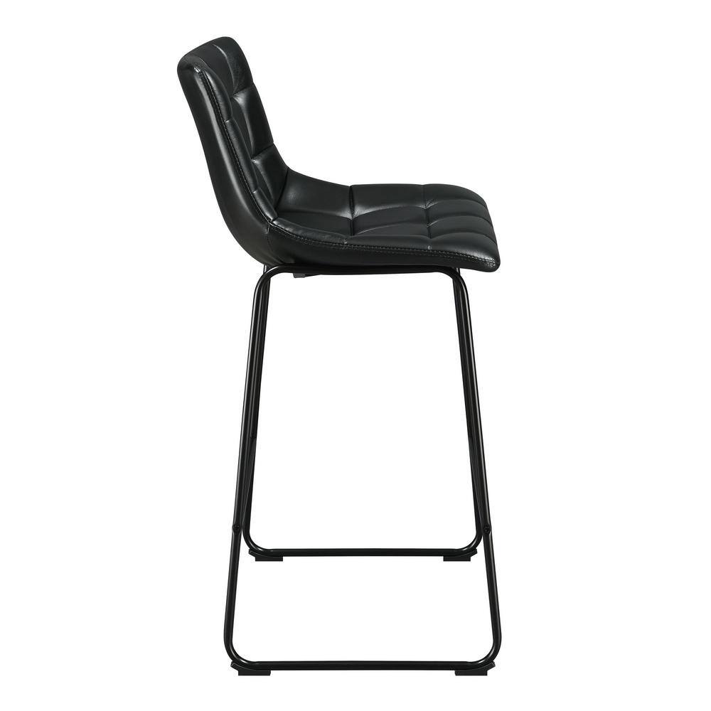 Rustic Industrial Black Metal Bar Stool with Faux Leather