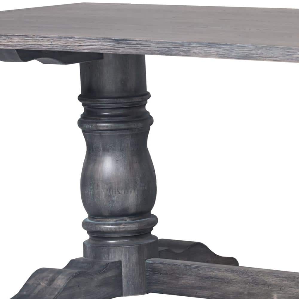 Rustic Weathered Gray Wood Rectangular Dining Table with Trestle Base