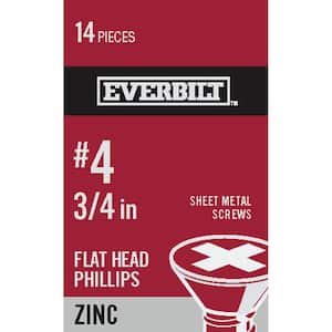 #4 x 3/4 in. Phillips Flat Head Metal Screw Zinc Plated Sheet (14-Pack)