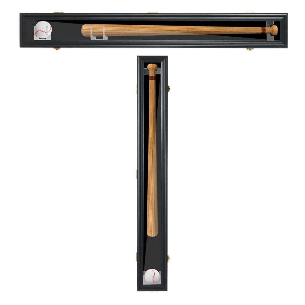 Black Baseball Bat Display Case 5 in. x 38.5 in. Baseball Bat Wall Mount Wo
