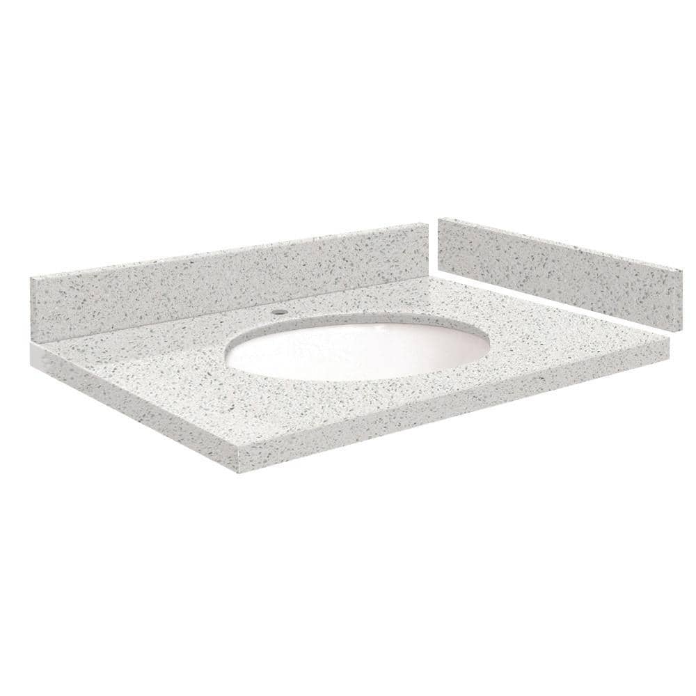 Silestone 27.5 in. W x 22.25 in. D Quartz White Round Single Sink Vanity Top in Stellar Snow price history on PriceWatchPro