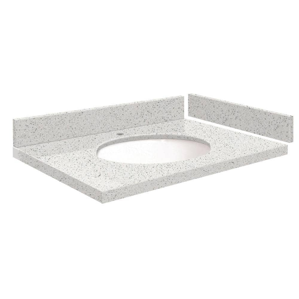 Silestone 27.75 in. W x 22.25 in. D Quartz White Round Single Sink Vanity Top in Stellar Snow -  Transolid, 608197349072