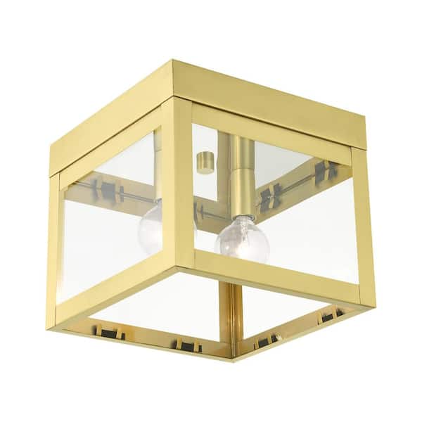 AVIANCE LIGHTING Creekview 2-Light Satin Brass Flush Mount Light