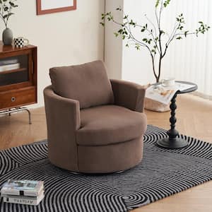 Brown Polyester Swivel Barrel Chair (Set of 1)