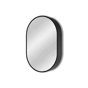 Modern 21 in. W x 31 in. H Medium Oval Black Aluminum Alloy Framed Surface Mount Medicine Cabinet with Mirror