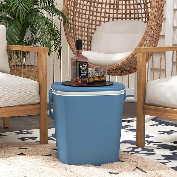 4 Gallon Portable Cooler Bar Table with Handle Bottle Opener & Lift Top Lid Blue