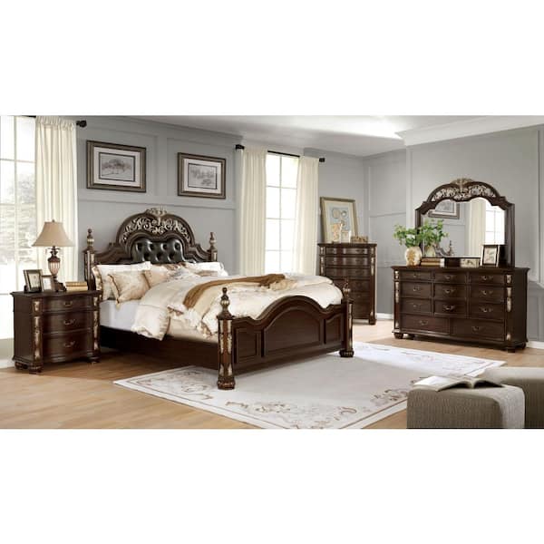 Furniture of America Mullberry Brown Cherry 3-Drawer Nightstand with USB Port (32 in. H x 32.75 in. W x 18 in. D)