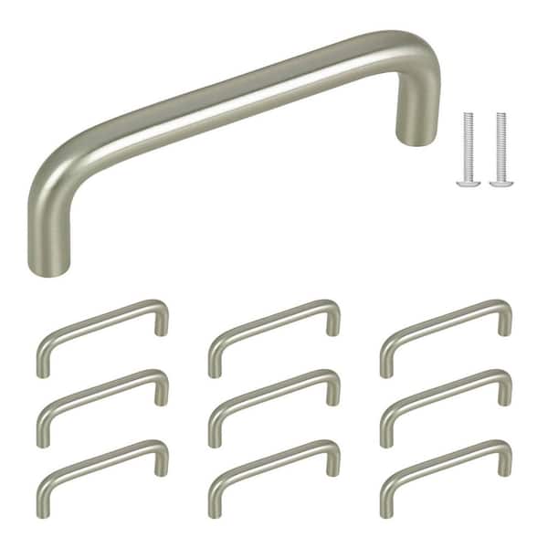 (10-Pack) Livingston Collection 3 in. 76 mm) Modern Brushed Nickel Round Cabinet Bar Pull