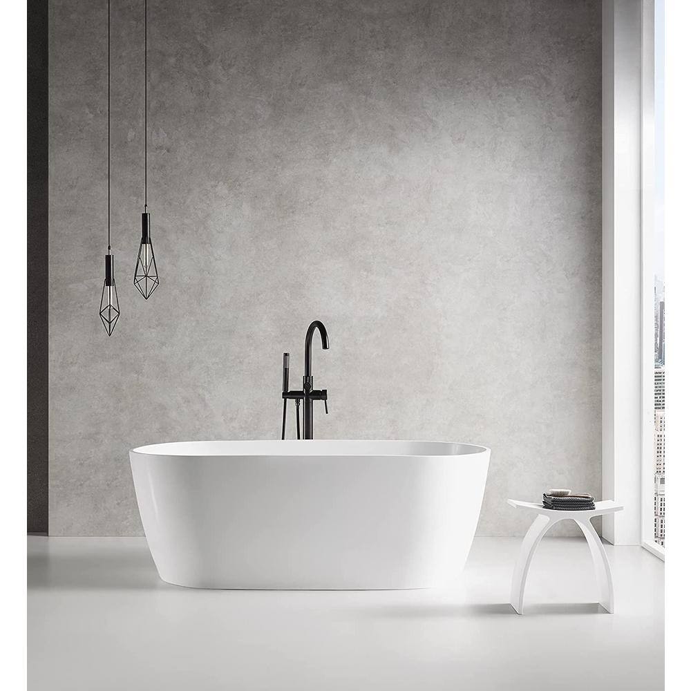 Matte Black Brass Floor Mount Freestanding Bathtub Filler Faucet