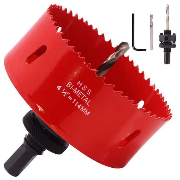 Unbranded 4.5 in. Heavy Duty Arbor Hole Saw with 38mm Depth Bi-Metal Blade for Drilling Wood Plastic Thin Metal 114mm