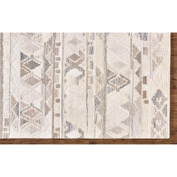 Beige Ivory and Gray Geometric 9 ft. x 12 ft. Area Rug