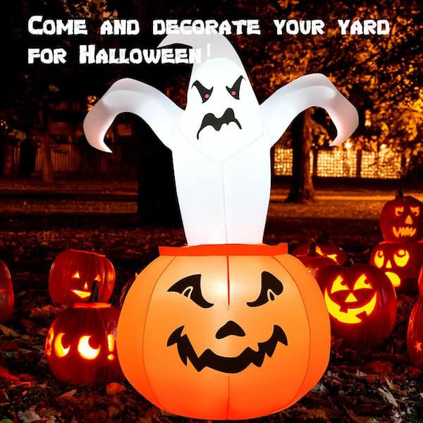 Costway 6 ft. Halloween Blow-up Inflatable Ghost in Pumpkin with 