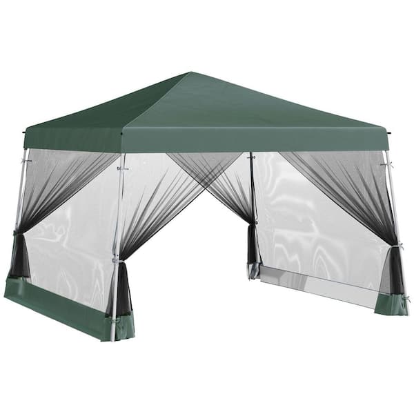 9.7 ft. x 9.7 ft. Green Slant Leg Pop-Up Canopy Tent with Netting and Carry Bag